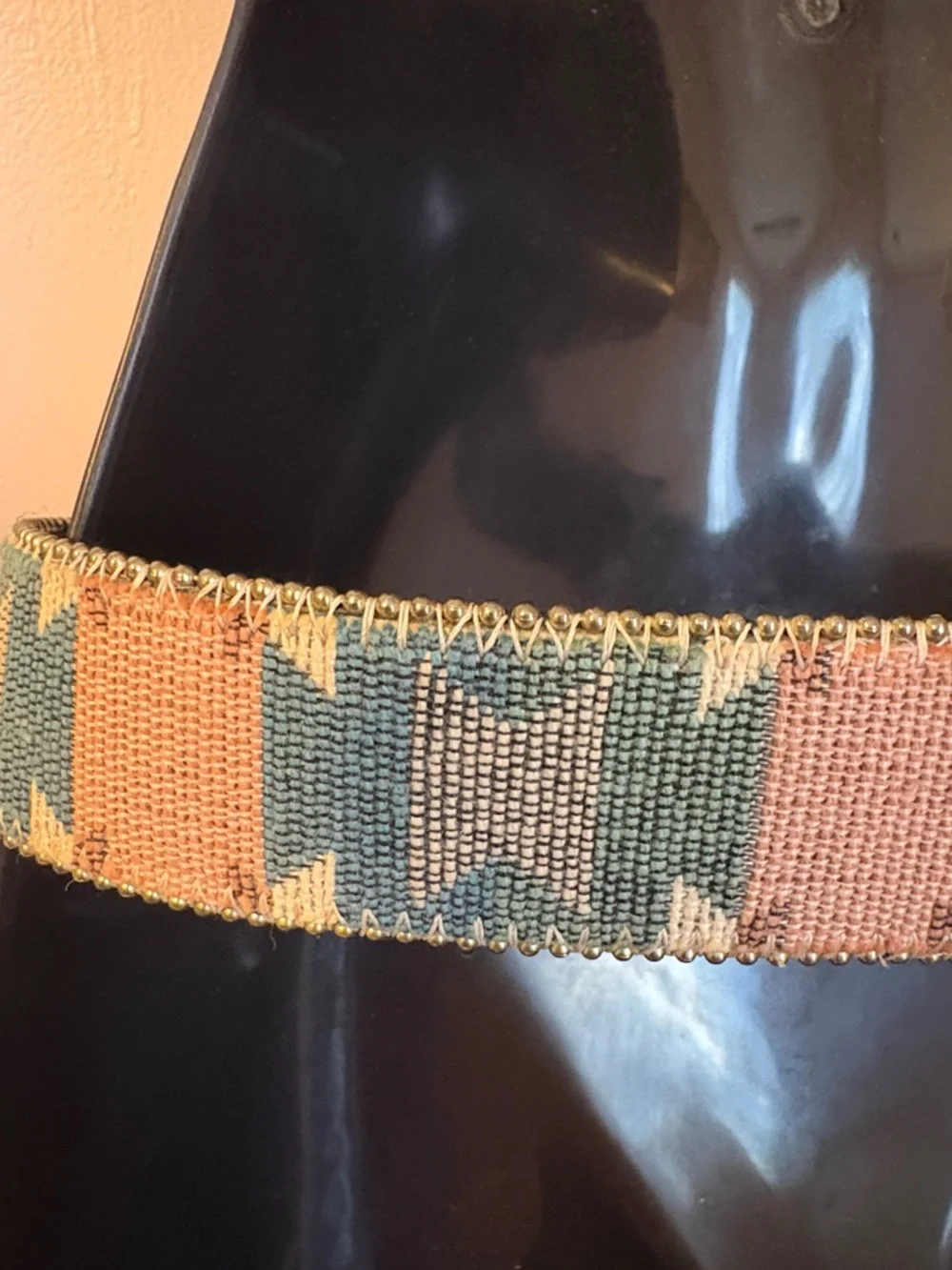 Paul Harris Vintage Bonded Leather Pastel Southwestern Tapestry Belt size SM
